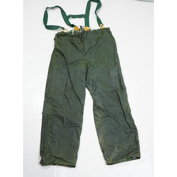 Barbour Pants mens Small green hunting waxed suspender drawstring straight leg - Picture 1 of 14